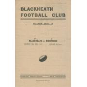 BLACKHEATH V RICHMOND 1947 RUGBY PROGRAMME