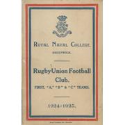 ROYAL NAVAL COLLEGE (GREENWICH) R.F.C. FIXTURES LIST 1924-25