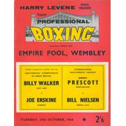 BILLY WALKER V JOE ERSKINE 1964 BOXING PROGRAMME