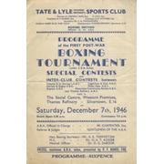 THE FIRST POST-WAR AMATEUR BOXING TOURNAMENT 1946 PROGRAMME