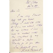 R.A.H. ("MIKE") MITCHELL (ETON COLLEGE) 1887 CRICKET LETTER