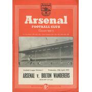 ARSENAL V BOLTON WANDERERS 1952-53 FOOTBALL PROGRAMME