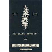 MIDLAND COUNTIES XV V NEW ZEALAND 1963/64 RUGBY PROGRAMME
