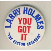 LARRY HOLMES "THE EASTON ASSASSIN" BOXING BADGE