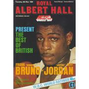FRANK BRUNO v JEFF JORDAN 1984 BOXING PROGRAMME