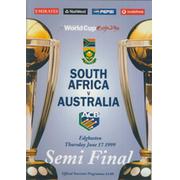 SOUTH AFRICA V AUSTRALIA 1999 CRICKET PROGRAMME - WORLD CUP SEMI-FINAL (TIED MATCH)