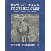 IPSWICH TOWN V FLORIANA 1962 FOOTBALL PROGRAMME (10-0)