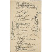 AUSTRALIA 1926 CRICKET AUTOGRAPHS