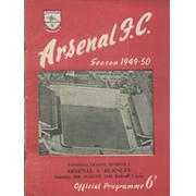 ARSENAL V BURNLEY 1949-50 FOOTBALL PROGRAMME