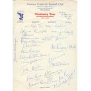 FIJI RUGBY TEAM 1973 (VISIT TO SWANSEA) - SIGNED TEAM SHEET