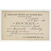 SUNDERLAND HOCKEY CLUB 1894 SELECTION CARD (ASHBROOKE SPORTS CLUB)