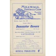 MILLWALL V DONCASTER ROVERS 1959-60 FOOTBALL PROGRAMME