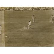 ENGLAND V AUSTRALIA 1934 (OLD TRAFFORD) CRICKET PHOTOGRAPH - LEYLAND CUTS THROUGH THE SLIPS