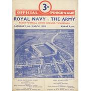 ROYAL NAVY  V THE ARMY 1950 RUGBY PROGRAMME