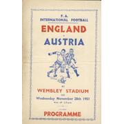 ENGLAND V AUSTRIA 1951 FOOTBALL SOUVENIR PROGRAMME