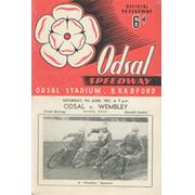 ODSAL V WEMBLEY 1951 SPEEDWAY PROGRAMME