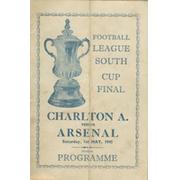CHARLTON ATHLETIC V ARSENAL 1943 (FOOTBALL LEAGUE SOUTH CUP FINAL) SOUVENIR FOOTBALL PROGRAMME