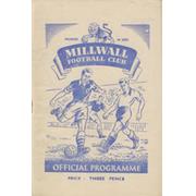 MILLWALL V BRISTOL ROVERS 1950-51 FOOTBALL PROGRAMME