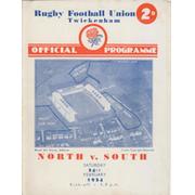 NORTH V SOUTH 1934 RUGBY PROGRAMME