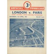 LONDON V PARIS 1953 RUGBY PROGRAMME
