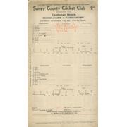 MIDDLESEX V YORKSHIRE 1937 CRICKET SCORECARD