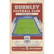 BURNLEY V NOTTINGHAM FOREST 1958-59 FOOTBALL PROGRAMME