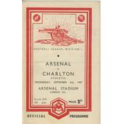 ARSENAL V CHARLTON ATHLETIC 1947-48 FOOTBALL PROGRAMME (CHAMPIONSHIP SEASON)