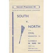 SOUTH V NORTH 1947 (THE OVAL) LACROSSE PROGRAMME