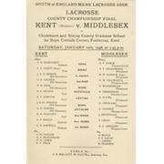 KENT V MIDDLESEX (COUNTY CHAMPIONSHIP FINAL) 1948 LACROSSE PROGRAMME