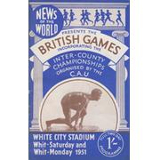 INTER-COUNTY CHAMPIONSHIPS 1951 ATHLETICS PROGRAMME