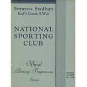 NATIONAL SPORTING CLUB 1936 BOXING PROGRAMME (EMPRESS STADIUM, EARL