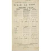 MIDDLESEX V NOTTINGHAMSHIRE 1925 CRICKET SCORECARD