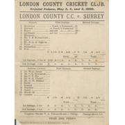 LONDON COUNTY V SURREY 1900 CRICKET SCORECARD
