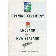 1991 RUGBY WORLD CUP OPENING CEREMONY PROGRAMME - ENGLAND V NEW ZEALAND