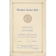 FARNHAM CRICKET CLUB (SURREY) 1936 ANNUAL DINNER SIGNED MENU