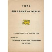 SRI LANKA V ENGLAND 1973 CRICKET PROGRAMME