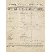 SURREY V SOMERSET 1900 CRICKET SCORECARD