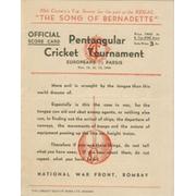 EUROPEANS V PARSIS 1944 (BOMBAY PENTANGULAR) CRICKET SCORECARD