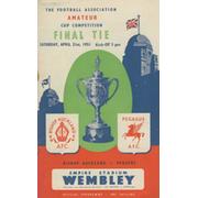 BISHOP AUCKLAND V PEGASUS 1951 AMATEUR CUP FINAL FOOTBALL PROGRAMME