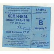 TOTTENHAM HOTSPUR V WOLVERHAMPTON WANDERERS 1981 (FA CUP SEMI-FINAL) FOOTBALL TICKET