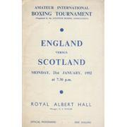 ENGLAND V SCOTLAND 1952 AMATEUR BOXING TOURNAMENT PROGRAMME