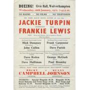 JACKIE TURPIN (JUNIOR) V FRANKIE LEWIS 1972 BOXING POSTER