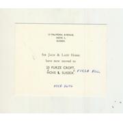 SIR JACK & LADY HOBBS - CHANGE OF ADDRESS CARD