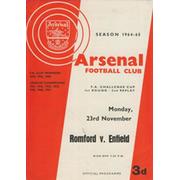 ROMFORD V ENFIELD (FA CUP 2ND REPLAY) 1964-65 FOOTBALL PROGRAMME - AT HIGHBURY
