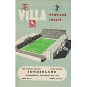 ASTON VILLA V SUNDERLAND 1956-57 FOOTBALL PROGRAMME