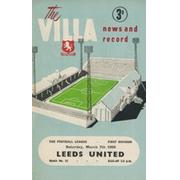 ASTON VILLA V LEEDS UNITED 1958-59 FOOTBALL PROGRAMME