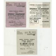 SPEEDWAY TICKET STUBS 1964-66 (EMPIRE STADIUM, WEMBLEY) - 3 IN TOTAL
