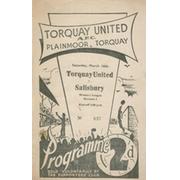 TORQUAY UNITED V SALISBURY 1956-57 FOOTBALL PROGRAMME