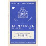 KILMARNOCK V DUNDEE 1959-60 FOOTBALL PROGRAMME