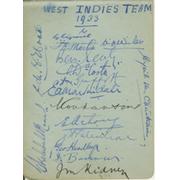 WEST INDIES 1933 CRICKET AUTOGRAPHS
